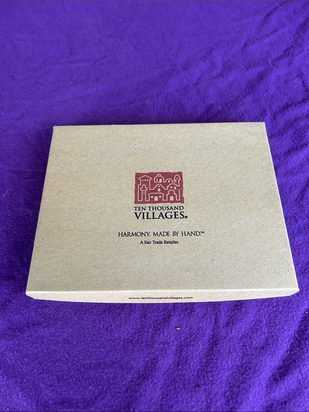 Ten Thousand Villages Gift Box - Brown with Burgundy Logo